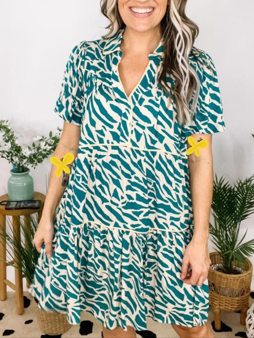 Umgee Tiered Swing Trapeze Dress